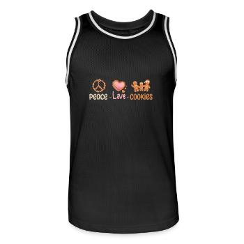 Peace love christmas cookies - Men's Basketball Jersey - black/white - Front - AI Model Male 185 dark (185cm)