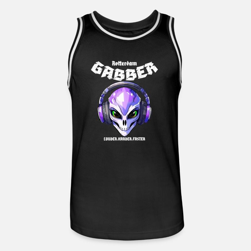Gabber Rotterdam Techno Hardcore Speedcore - Maglia da basket per uomo - nero/bianco