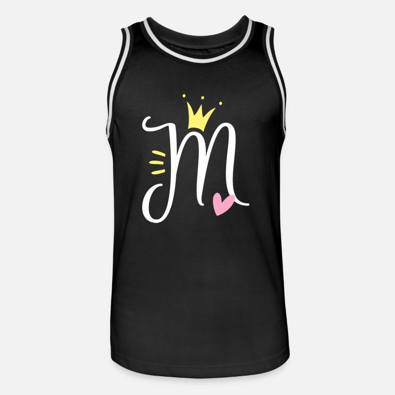 Buchstabe M Anfangsbuchstabe Krone - Männer Basketball-Trikot - Schwarz/Weiß