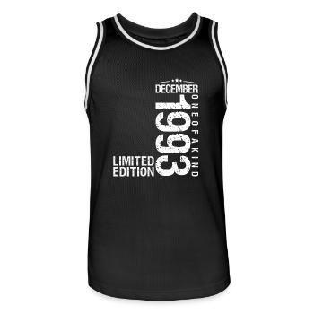 December 1993 December Anniversary December 1993 - Men's Basketball Jersey - black/white - Front - AI Model Male 185 dark (185cm)
