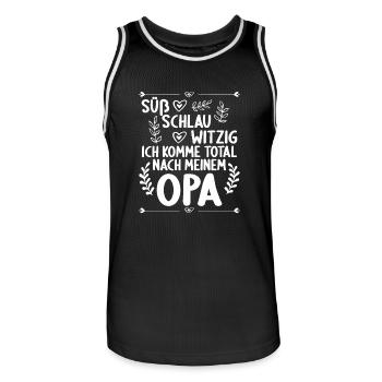 Ich komme total nach meinem Opa Enkelin Enkel - Männer Basketball-Trikot - Schwarz/Weiß - Vorne - AI Model Male 185 dark (185cm)