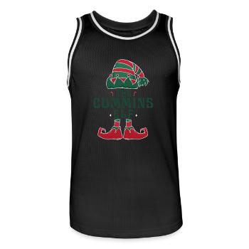 The Cummins Elf Pajama for Funny Christmas - Men's Basketball Jersey - black/white - Front - AI Model Male 185 dark (185cm)