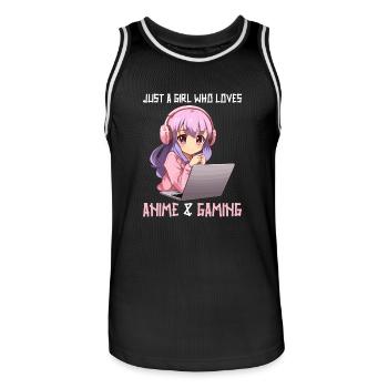 Kawaii Girl Anime Manga Fille Chat - Maillot de basket Homme - noir/blanc - Devant - AI Model Male 185 dark (185cm)