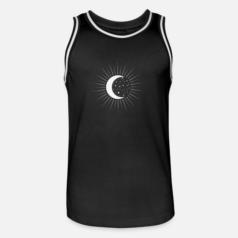 Moon, Pattern, Night Sky, Night - Men's Basketball Jersey - black/white
