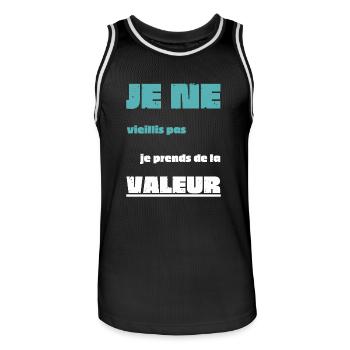 Männer, Frauen, Humorvoll, Humorvolles T-Shirt-Geschenk - Männer Basketball-Trikot - Schwarz/Weiß - Vorne - AI Model Male 185 dark (185cm)
