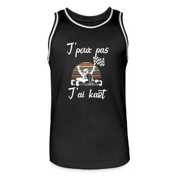 Karting - J'peux pas j'ai kart - Humour Cadeau - Maillot de basket Homme - noir/blanc - Devant - AI Model Male 185 dark (185cm)