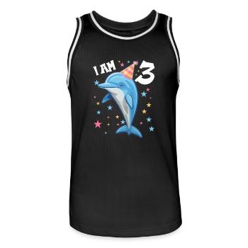 I am 3 years old Dolphins Dolphin 3rd birthday - Men's Basketball Jersey - black/white - Front - AI Model Male 185 dark (185cm)