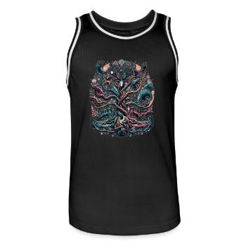 Celtic Tree of Life: Symphony of the Wild - Men's Basketball Jersey - black/white - Front - AI Model Male 185 dark (185cm)