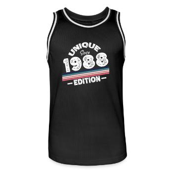 Unique Since 1988 Edition Birthday Vintage 1988 - Men's Basketball Jersey - black/white - Front - AI Model Male 185 dark (185cm)