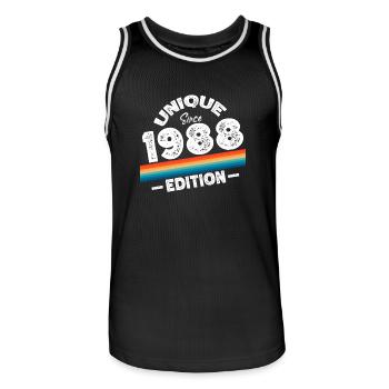 Unique Since 1988 Edition Birthday Vintage 1988 - Men's Basketball Jersey - black/white - Front - AI Model Male 185 dark (185cm)