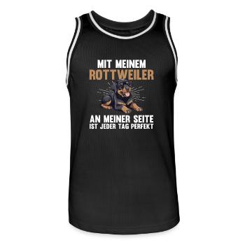 Hund Rottweiler - Männer Basketball-Trikot - Schwarz/Weiß - Vorne - AI Model Male 185 dark (185cm)