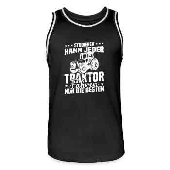 Studieren kann jeder traktor fahren nur die besten - Männer Basketball-Trikot - Schwarz/Weiß - Vorne - AI Model Male 185 dark (185cm)
