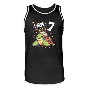 Ich bin 7 Schildkröten Schildkröte 7. Geburtstag - Männer Basketball-Trikot - Schwarz/Weiß - Vorne - AI Model Male 185 dark (185cm)