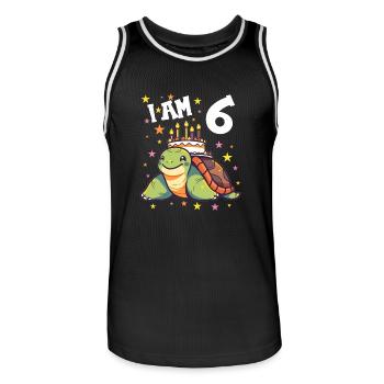Je suis 6 tortues Tortue 6e anniversaire - Maillot de basket Homme - noir/blanc - Devant - AI Model Male 185 dark (185cm)