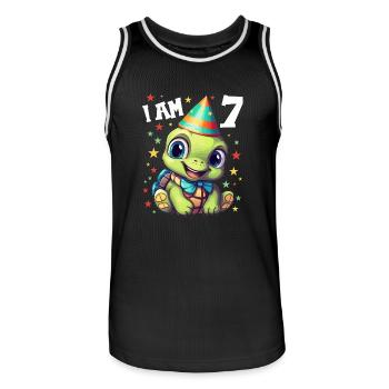 Ich bin 7 Schildkröten Schildkröte 7. Geburtstag - Männer Basketball-Trikot - Schwarz/Weiß - Vorne - AI Model Male 185 dark (185cm)