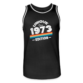 Unique depuis 1973 Edition Anniversaire Millésime 1973 - Maillot de basket Homme - noir/blanc - Devant - AI Model Male 185 dark (185cm)