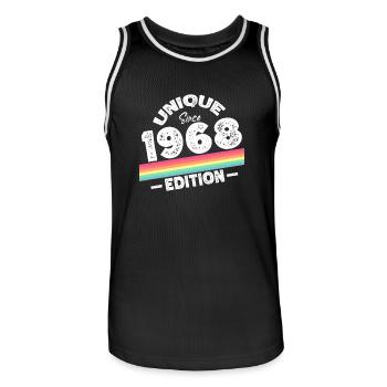 Unique Since 1968 Edition Birthday Vintage 1968 - Men's Basketball Jersey - black/white - Front - AI Model Male 185 dark (185cm)