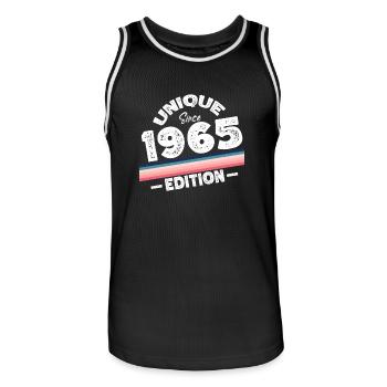 Unique Since 1965 Edition Birthday Vintage 1965 - Men's Basketball Jersey - black/white - Front - AI Model Male 185 dark (185cm)