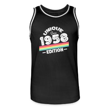 Unique Since 1958 Edition Birthday Vintage 1958 - Men's Basketball Jersey - black/white - Front - AI Model Male 185 dark (185cm)