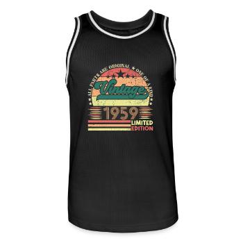Retro 1959 Geburtstagsgeschenk. Jahrgang 1959. - Männer Basketball-Trikot - Schwarz/Weiß - Vorne - AI Model Male 185 dark (185cm)