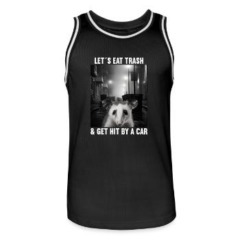 Lets eat Trash and get hit by a Car Opossum Possum - Männer Basketball-Trikot - Schwarz/Weiß - Vorne - AI Model Male 185 dark (185cm)
