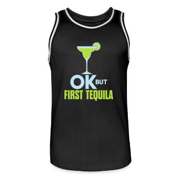 OK But First Tequila Drunk Lover T-Shirt Alcohol - Men's Basketball Jersey - black/white - Front - AI Model Male 185 dark (185cm)