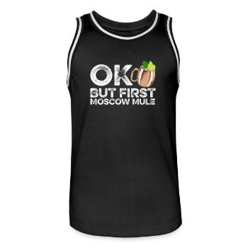 OK But First Moscow Mule Lover T-Shirt Funny Wine - Men's Basketball Jersey - black/white - Front - AI Model Male 185 dark (185cm)