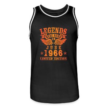 Legends were born in Juni 1966 Geburtstag - Männer Basketball-Trikot - Schwarz/Weiß - Vorne - AI Model Male 185 dark (185cm)