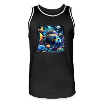 Skalar - Männer Basketball-Trikot - Schwarz/Weiß - Vorne - AI Model Male 185 dark (185cm)