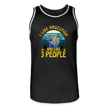 J’aime le poisson-ange et j’aime 3 personnes - Maillot de basket Homme - noir/blanc - Devant - AI Model Male 185 dark (185cm)