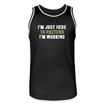 Je suis juste là pour faire semblant de travailler à Bürospruch - Maillot de basket Homme - noir/blanc - Devant - AI Model Male 185 dark (185cm)