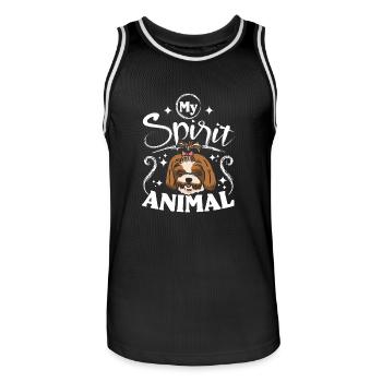 Shih tzu est mon animal spirituel - Maillot de basket Homme - noir/blanc - Devant - AI Model Male 185 dark (185cm)