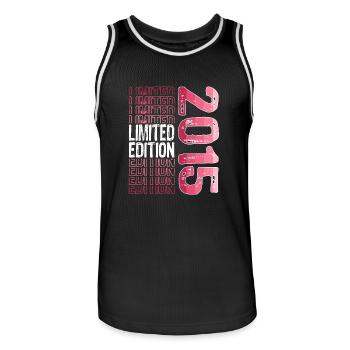 Limited Edition seit 2015 Geburtstag Vintage 2015 - Männer Basketball-Trikot - Schwarz/Weiß - Vorne - AI Model Male 185 dark (185cm)