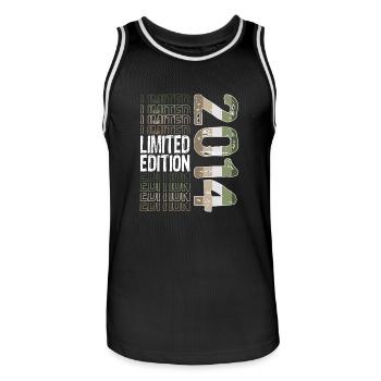 Limited Edition Since 2014 Birthday Vintage 2014 - Men's Basketball Jersey - black/white - Front - AI Model Male 185 dark (185cm)