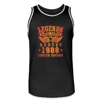 Legends were born in August 1988 Geburtstag - Männer Basketball-Trikot - Schwarz/Weiß - Vorne - AI Model Male 185 dark (185cm)