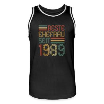 Beste Ehefrau seit 1989 35.Hochzeitstag - Männer Basketball-Trikot - Schwarz/Weiß - Vorne - AI Model Male 185 dark (185cm)