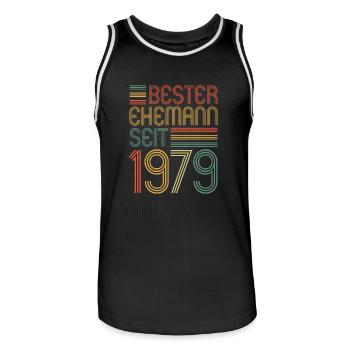 Meilleur mari depuis 1979 45e anniversaire de mariage - Maillot de basket Homme - noir/blanc - Devant - AI Model Male 185 dark (185cm)