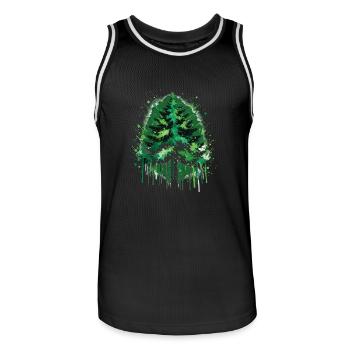 Waldgeflüster Grün Tannenbaum Design - Männer Basketball-Trikot - Schwarz/Weiß - Vorne - AI Model Male 185 dark (185cm)