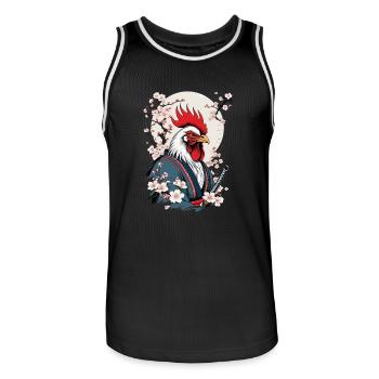 Vintage Hahn Samurai Ukiyo-E Style Design - Männer Basketball-Trikot - Schwarz/Weiß - Vorne - AI Model Male 185 dark (185cm)