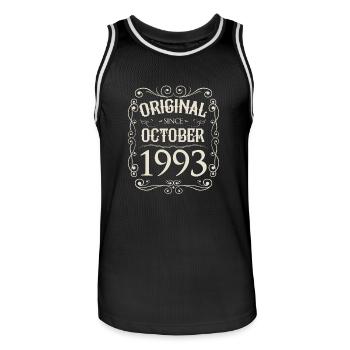 Vintage - Original since Oktober 1993 Geburtstag - Männer Basketball-Trikot - Schwarz/Weiß - Vorne - AI Model Male 185 dark (185cm)
