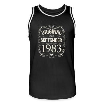 Vintage - Original depuis septembre 1983 Anniversaire - Maillot de basket Homme - noir/blanc - Devant - AI Model Male 185 dark (185cm)