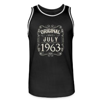 Vintage - Original since Juli 1963 Geburtstag - Männer Basketball-Trikot - Schwarz/Weiß - Vorne - AI Model Male 185 dark (185cm)