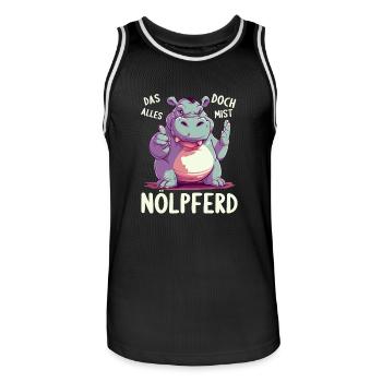 Hippo Hippo Complain Complainer Nölpferd - Men's Basketball Jersey - black/white - Front - AI Model Male 185 dark (185cm)