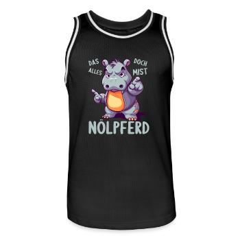 Hippo Hippo Complain Complainer Nölpferd - Men's Basketball Jersey - black/white - Front - AI Model Male 185 dark (185cm)