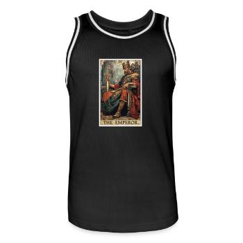 Tarot card The Emperor The Ruler - Men's Basketball Jersey - black/white - Front - AI Model Male 185 dark (185cm)