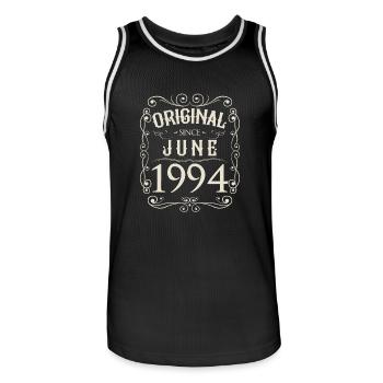 Vintage - Original depuis l'anniversaire de juin 1994 - Maillot de basket Homme - noir/blanc - Devant - AI Model Male 185 dark (185cm)