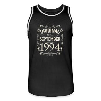 Vintage - Original depuis l'anniversaire de septembre 1994 - Maillot de basket Homme - noir/blanc - Devant - AI Model Male 185 dark (185cm)