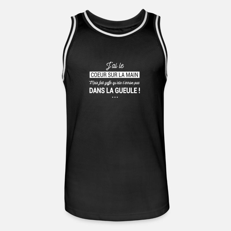 Indosso il mio cuore sulla manica ma sto attento... - Maglia da basket per uomo - nero/bianco