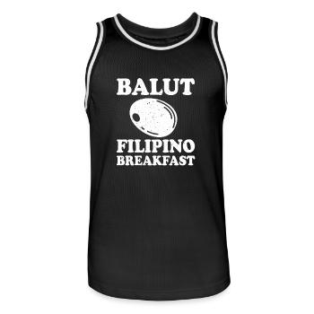 Balut – Filipino breakfast - Men's Basketball Jersey - black/white - Front - AI Model Male 185 dark (185cm)