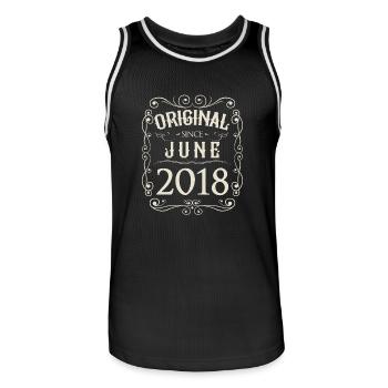 Vintage - Original since June 2018 birthday - Men's Basketball Jersey - black/white - Front - AI Model Male 185 dark (185cm)